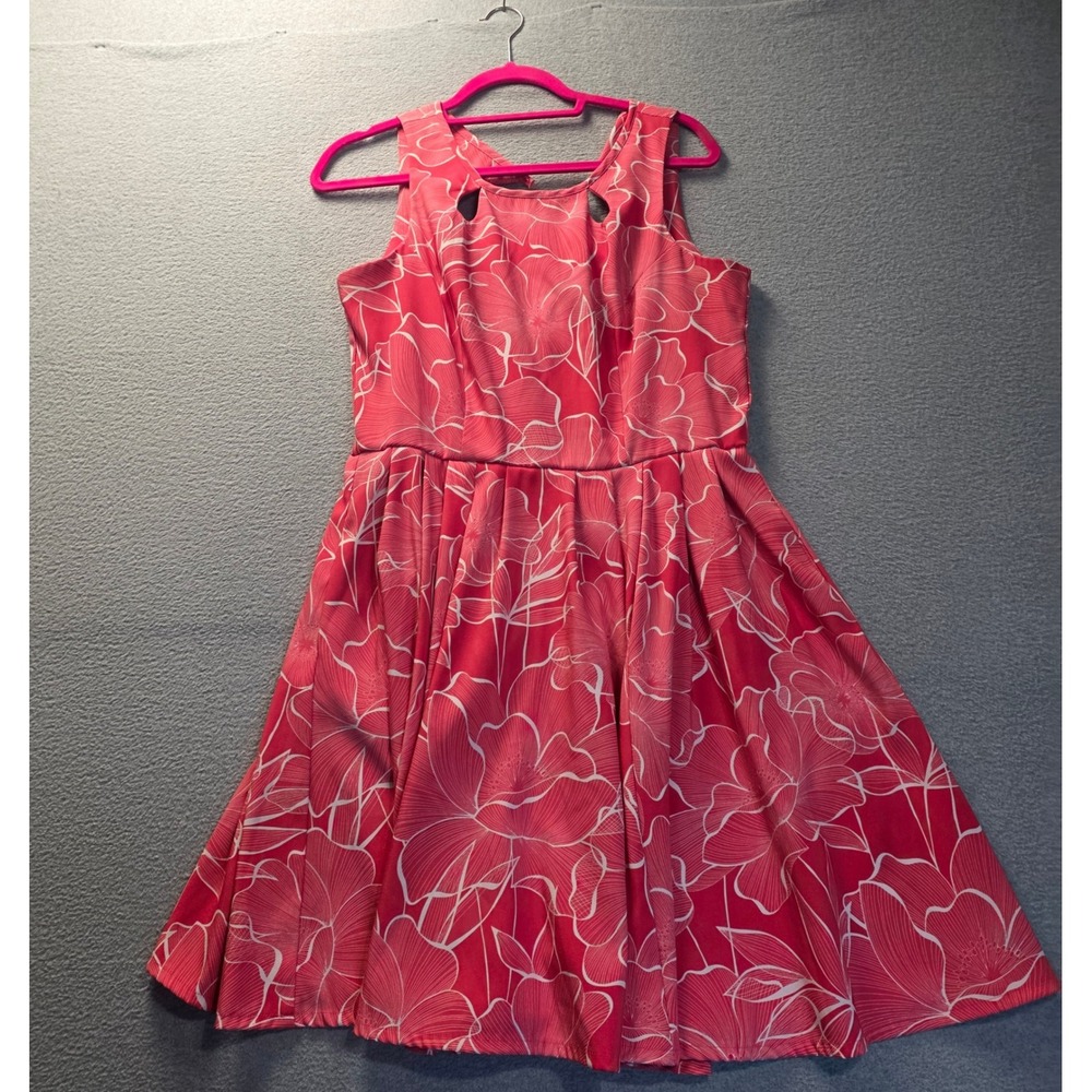 Danny & Nicole Fit Flare Dress Womens 10 Pink Floral Sleeveless A Line Midi